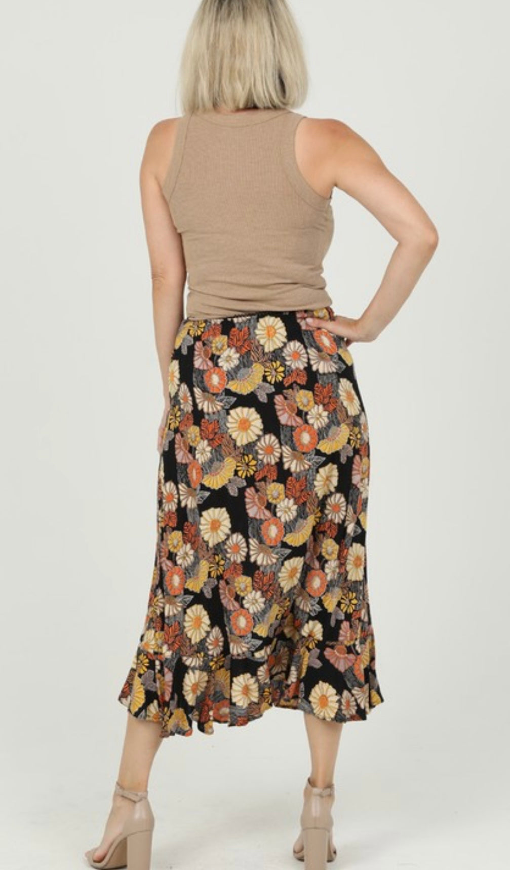 Floral Skirt with Ruffle