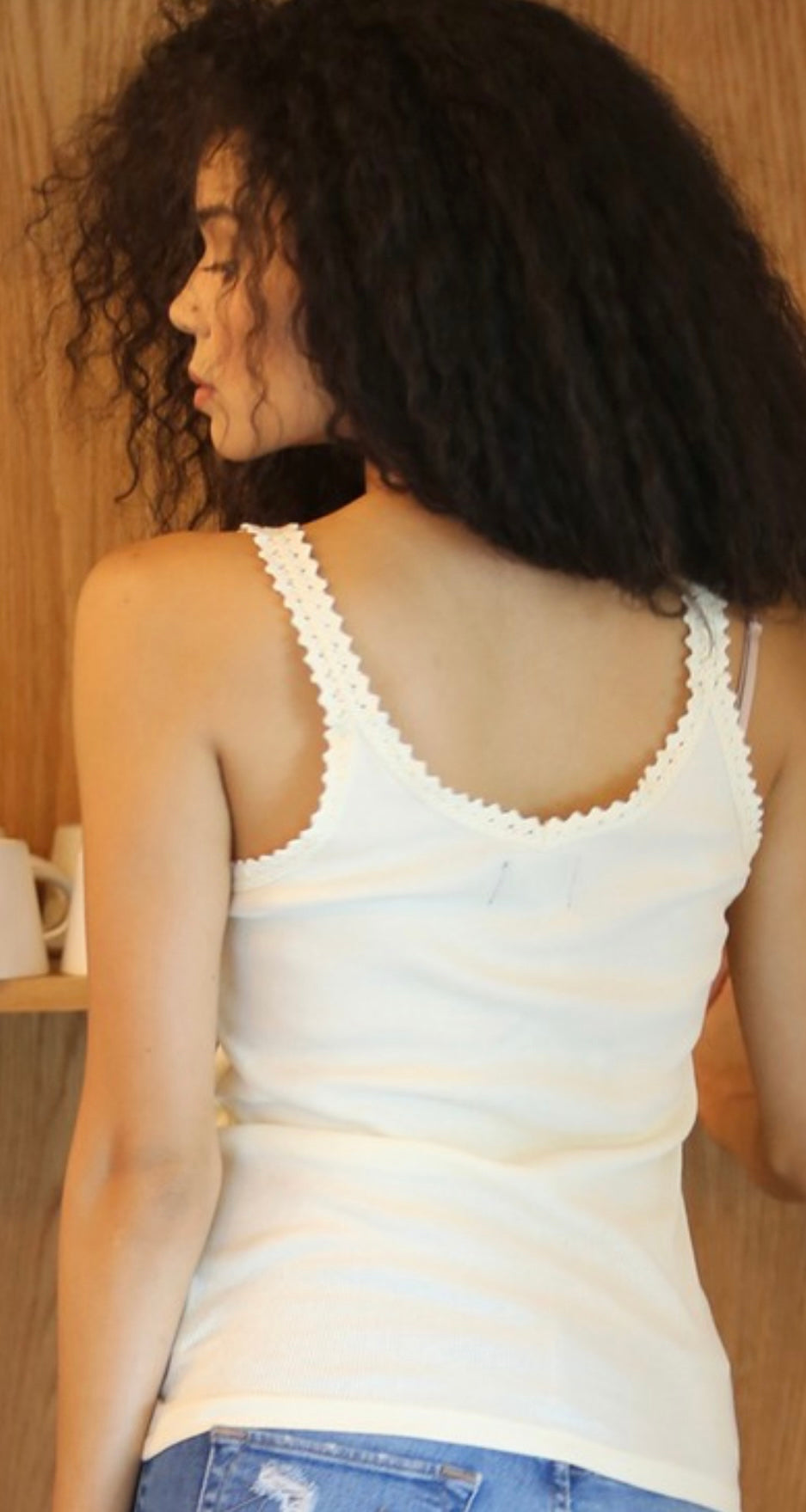 Lace Trim Rib Knit Tank
