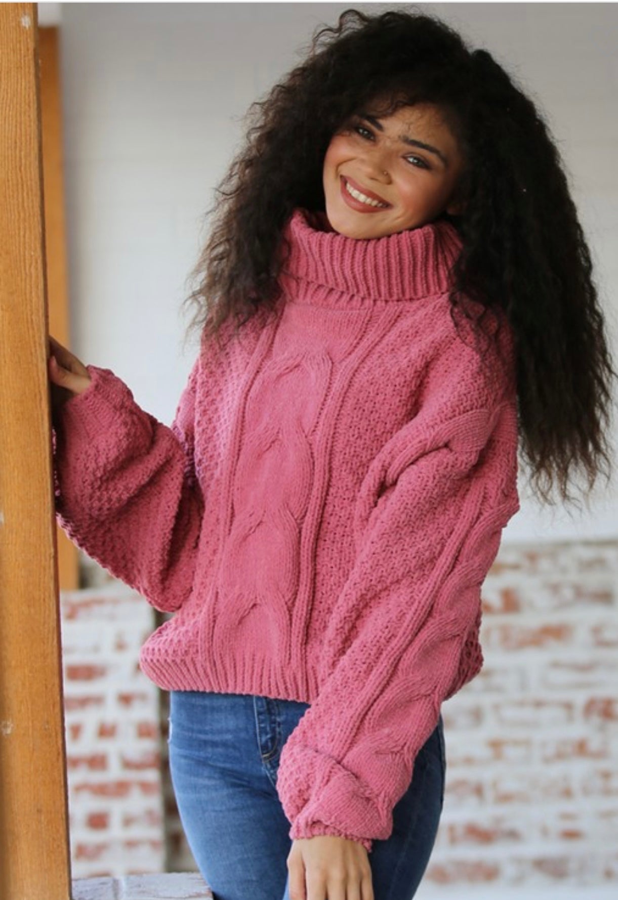 Matte Chenille Cable Knit Pullover