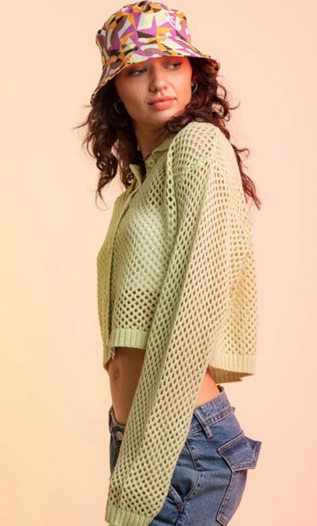 Crochet Style Cropped Sweater