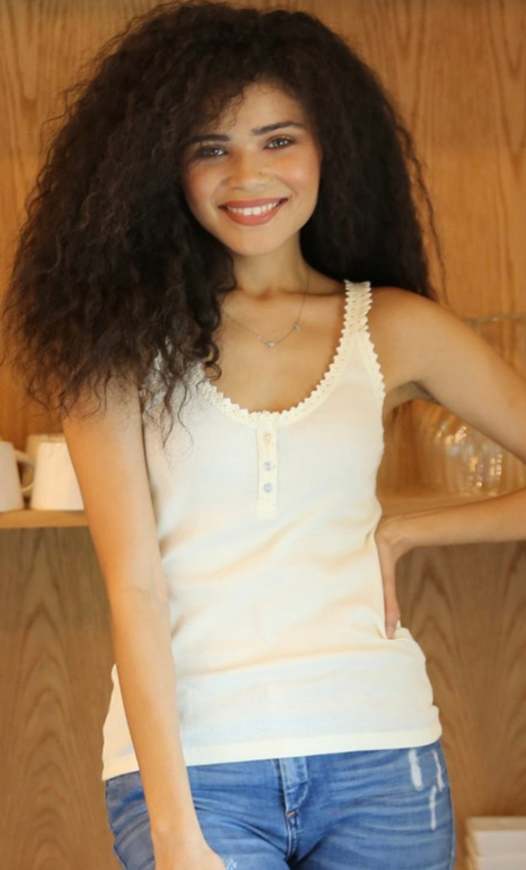 Lace Trim Rib Knit Tank