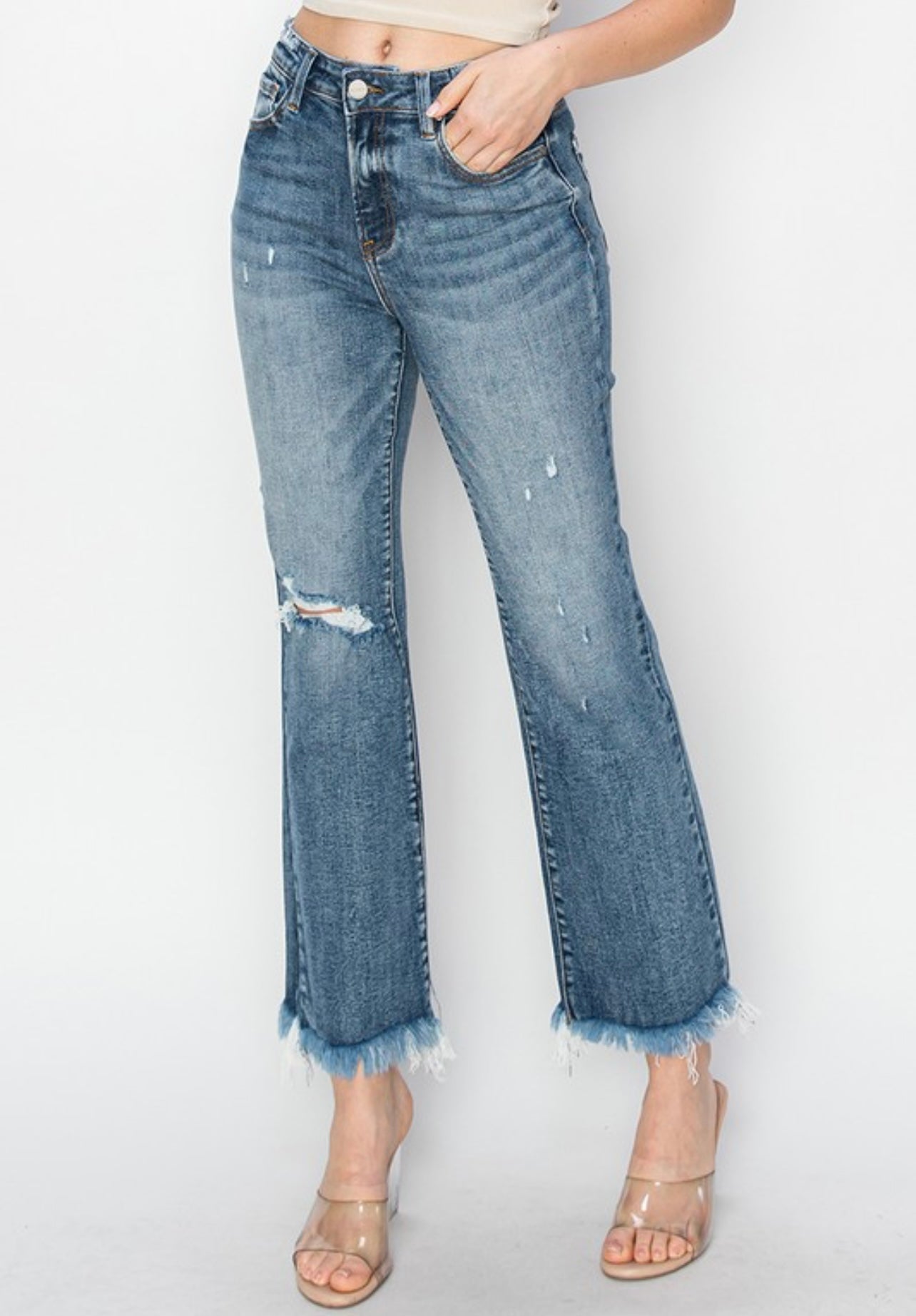 Risen Jeans High Rise Crop Flare