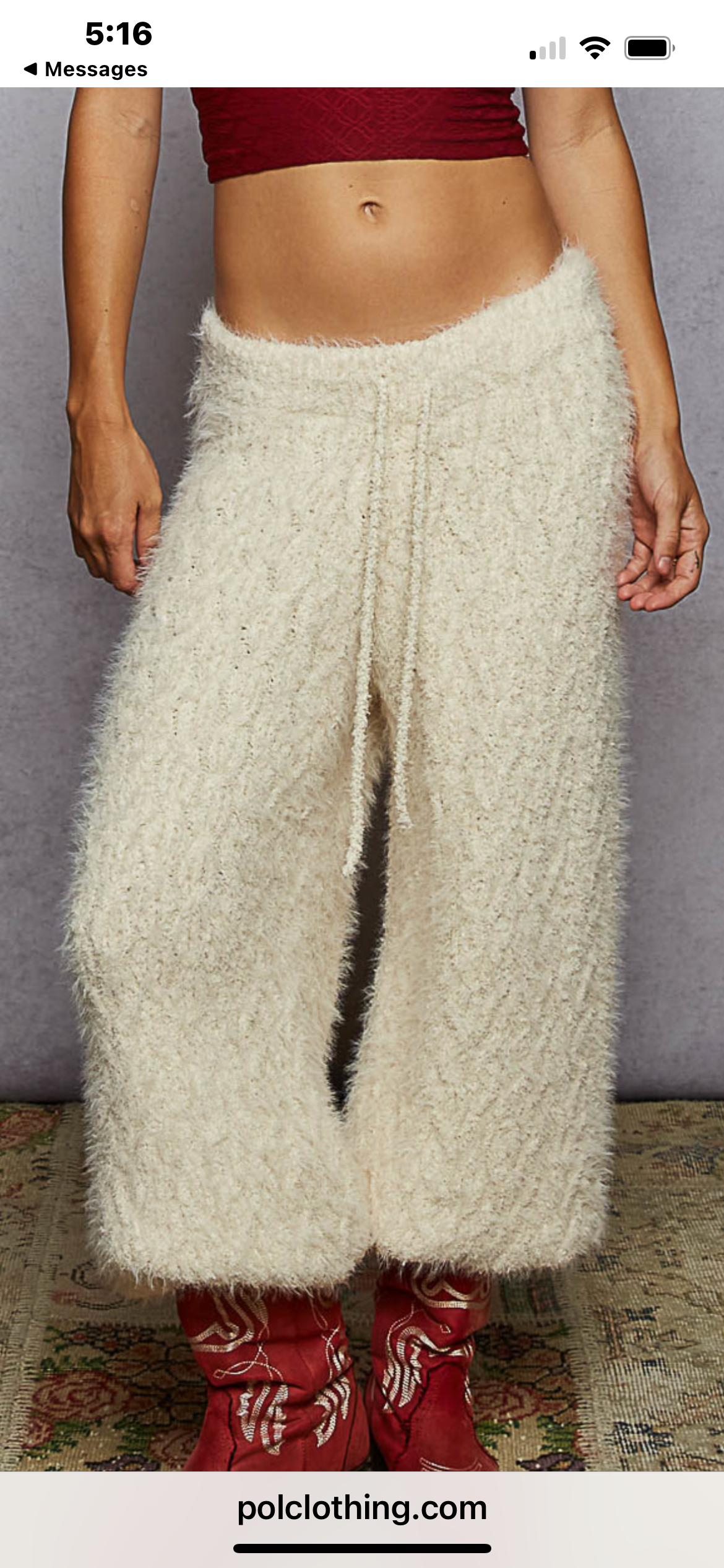 Cream Berber Fuzzy Jogger Pants