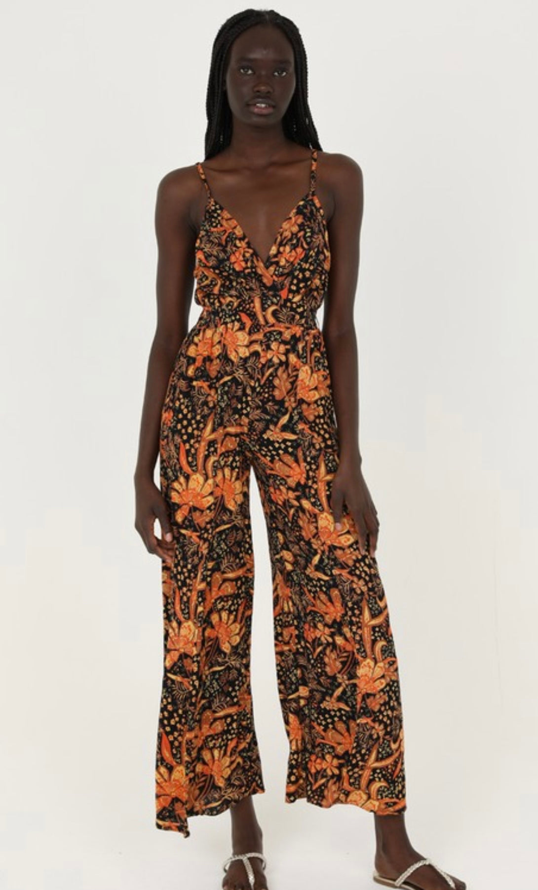 V Neck Slit Leg Jumpsuit