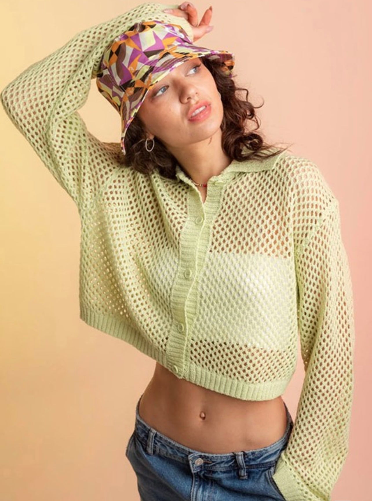 Crochet Style Cropped Sweater