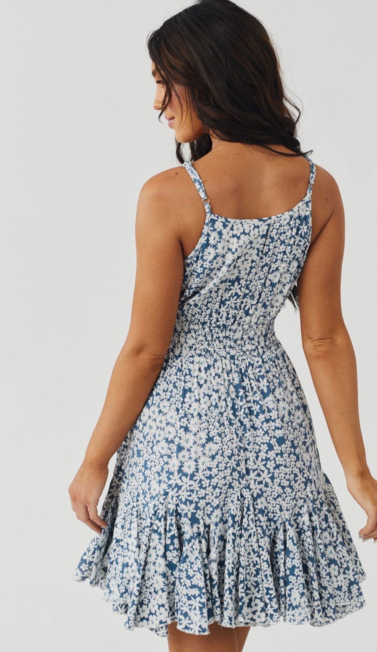 Sundress with Godet Hem and Smocked Waist