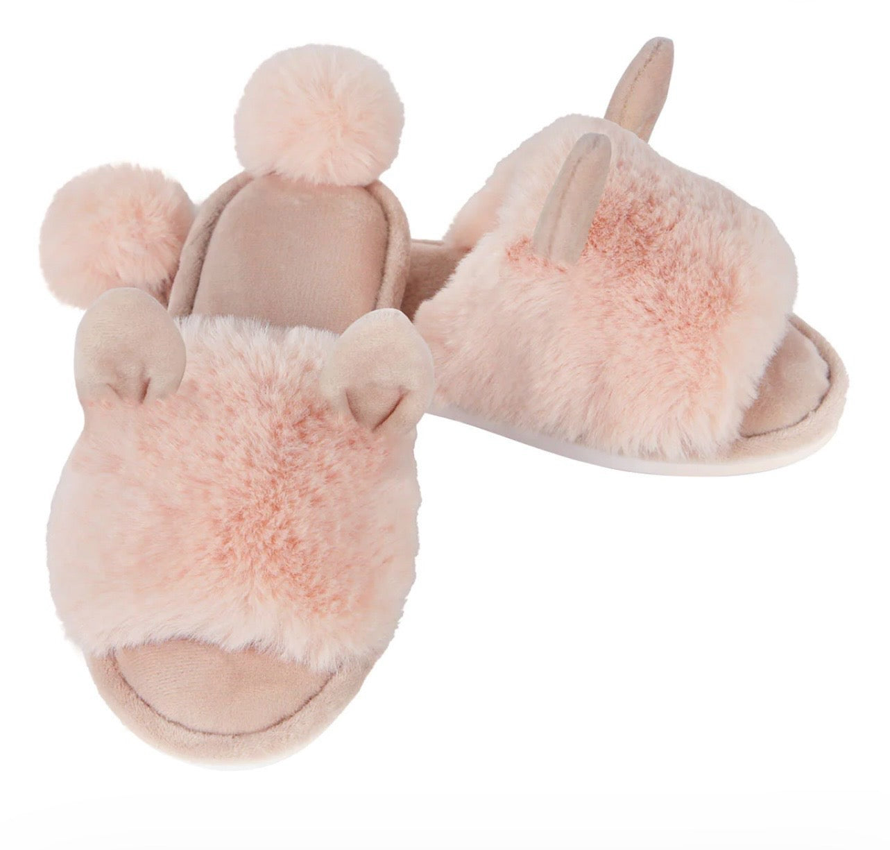 Women’s MeMoi Bunny Hop Pom-Pom Open Toe Push Slippers