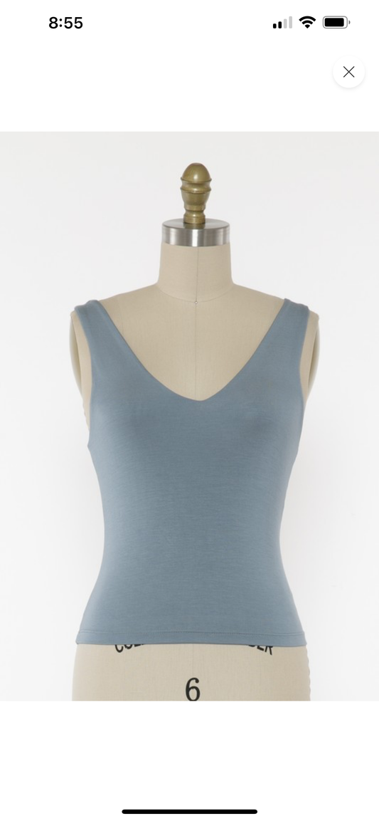 Doubled Layered V Neck Tank Top