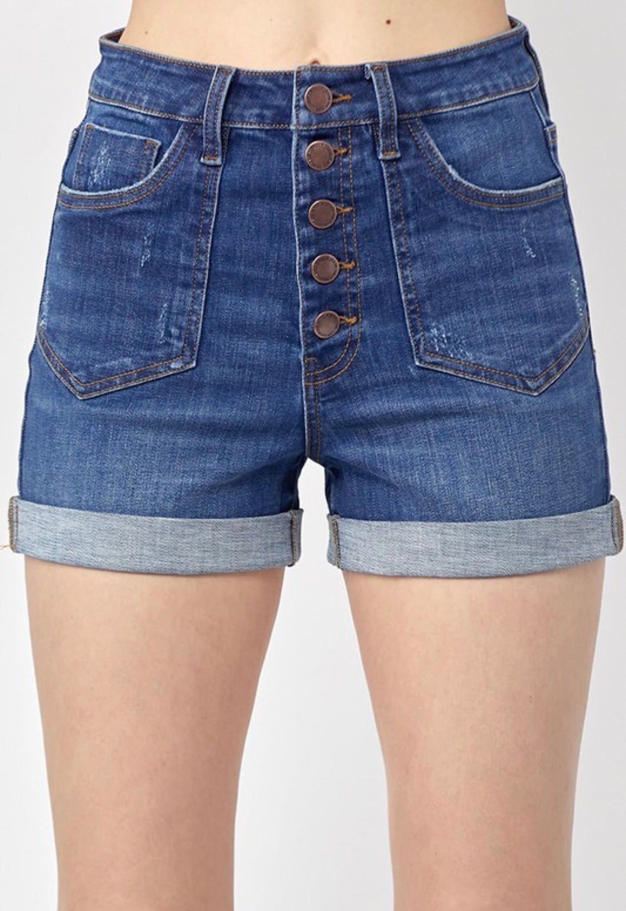 Risen High Wasted Button Fly Shorts