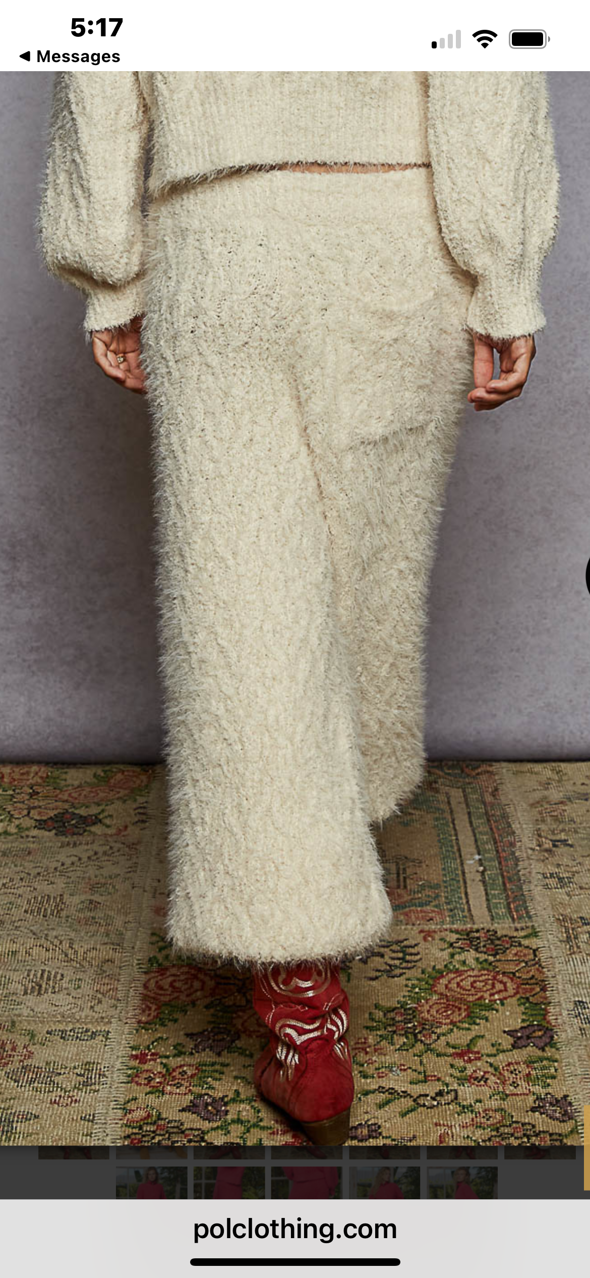 Cream Berber Fuzzy Jogger Pants