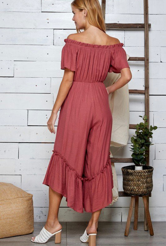 Wide Leg Off Shoulder Jumpsuit