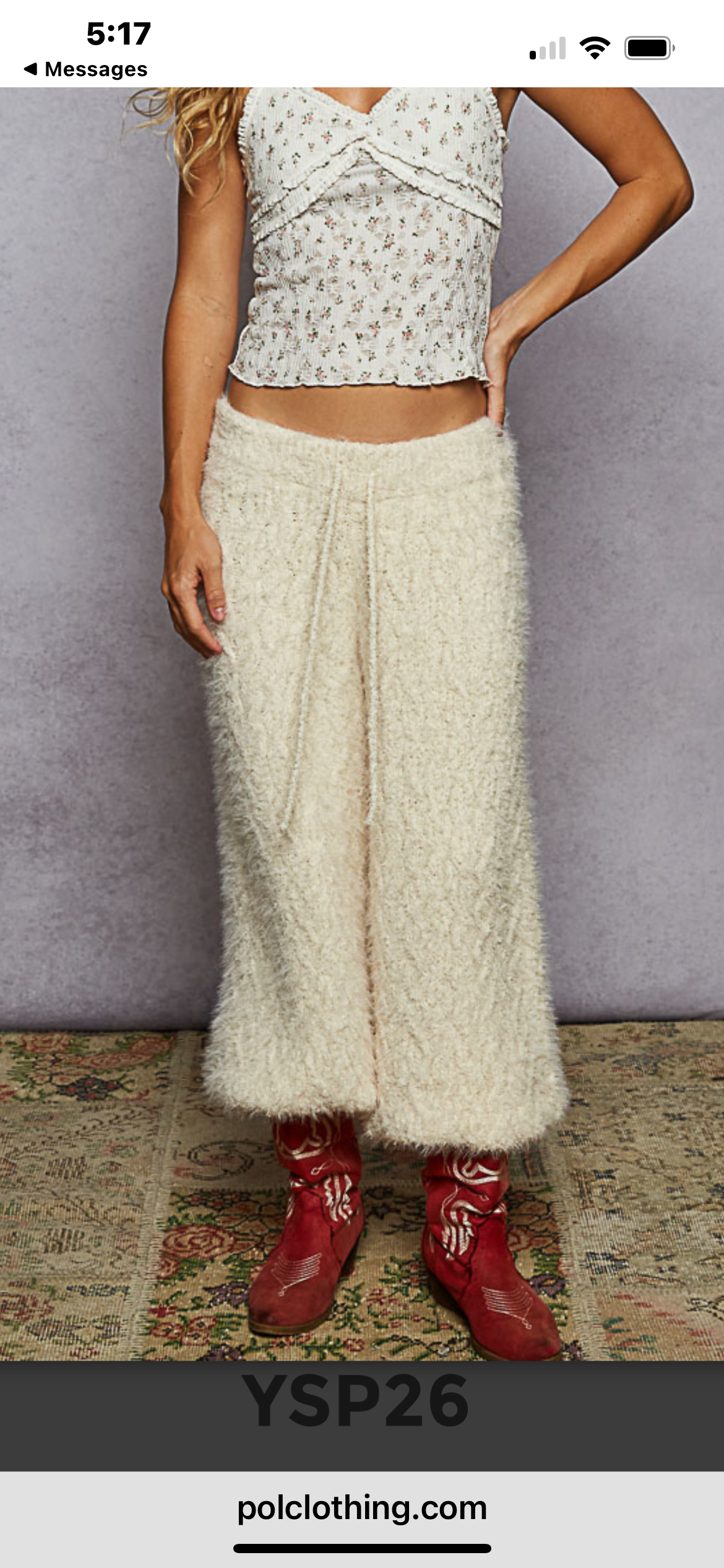 Cream Berber Fuzzy Jogger Pants