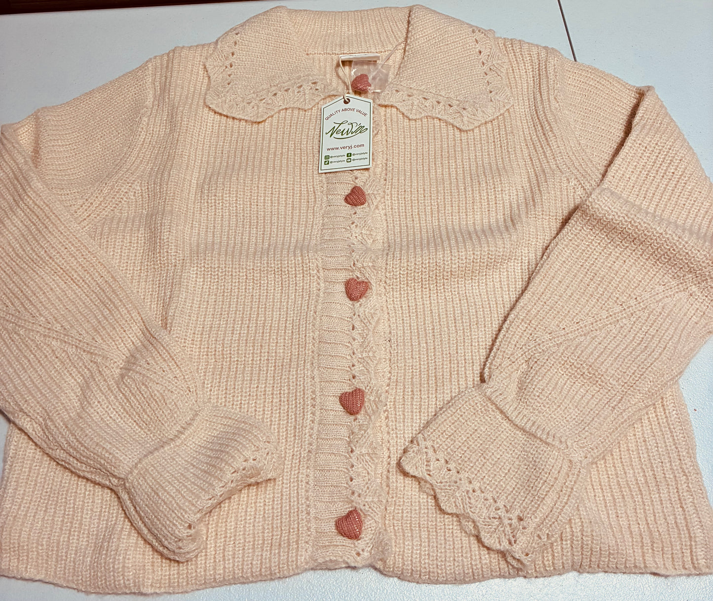 Cardigan Sweater w/Heart Buttons