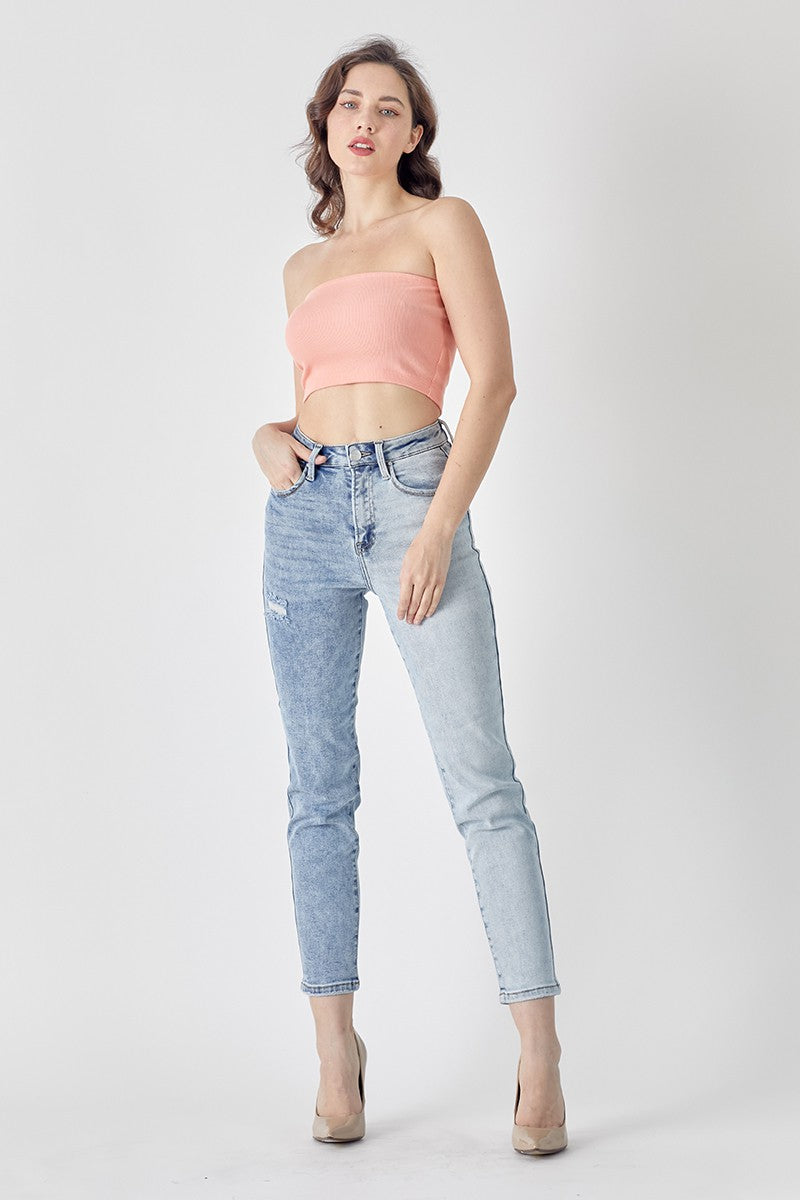 Two-Toned High Rise Jeans