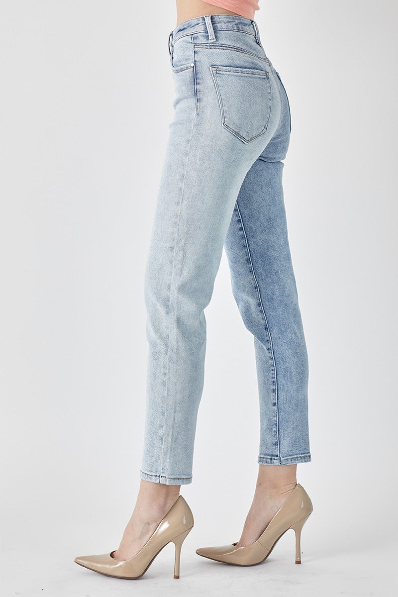 Two-Toned High Rise Jeans