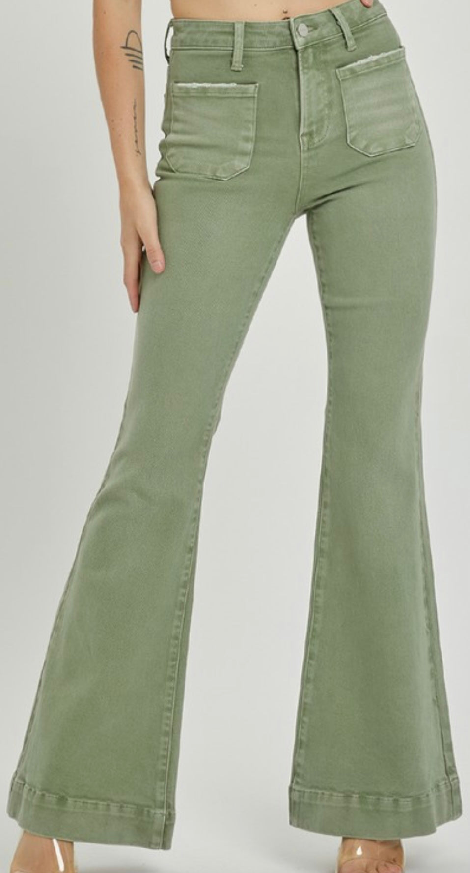 High Rise Bell Bottom Risen Jeans