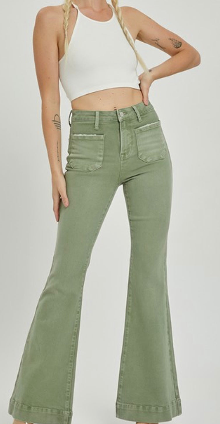 High Rise Bell Bottom Risen Jeans